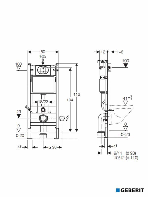 Ugradni vodokotlić Duofix-set beli taster 111.134.11.2 - 2