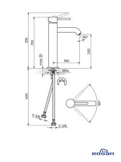 Baterija za lavabo visoka JZ30109 Zerro Rosan 1