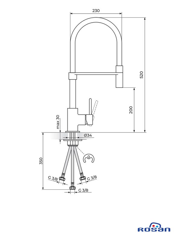 Baterija za sudoperu Zerro JZ38703 Rosan 1