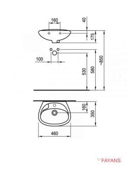 Lavabo za kupatilo 46 cm Fayans 1