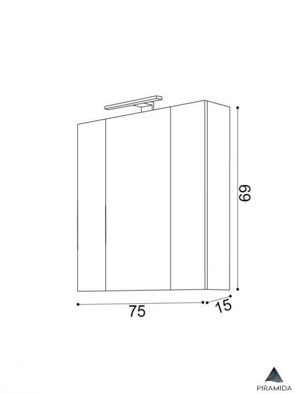 Ormarić sa ogledalom Akva 75cm Piramida-2