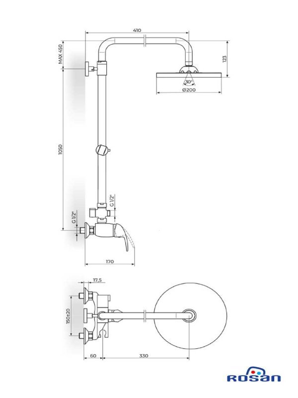 Usponski tuš King-Rosan sa baterijom-2
