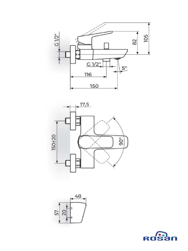Baterija za kadu sa tušem 133101Black-Stolz-2