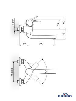 Cubo3-JC32220 Baterija za izlivom 200mm Rosan-2