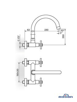 XO32101 baterija za sudoperu-lavabo Rosan-2