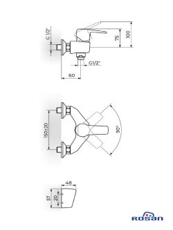 Cubo3-JC37101 baterija sa ručnim tušem Rosan-2