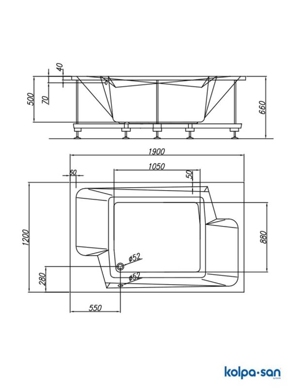 Kolpa-san Nabucco 190x120 ugradna kada-1