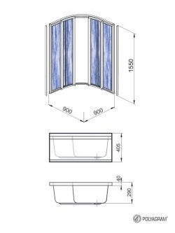 Tuš kabina R90 duboka Polyagram komplet-2
