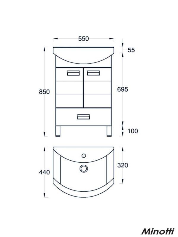 Lavabo sa ormarićem Line-F 55cm Minotti-1