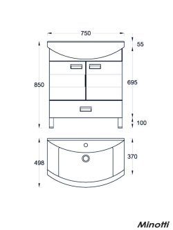 Lavabo sa ormarićem Line-F 75cm Minotti-1