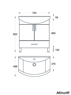 Lavabo sa ormarićem Uni 75 Minotti-1