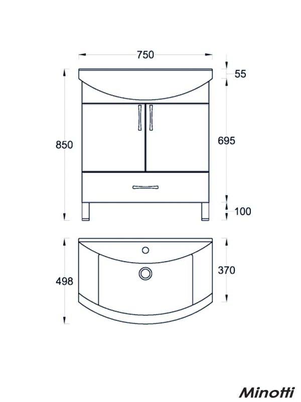 Lavabo sa ormarićem Uni 75 Minotti-1