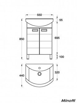 Lavabo sa ormarićem Line 55cm Minotti-1