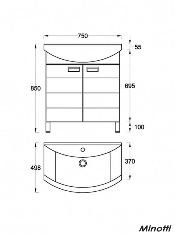 Lavabo sa ormarićem Line 75cm Minotti-1