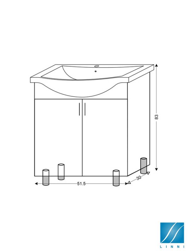 Lavabo sa ormarićem 51.5cm Classic Linni-3