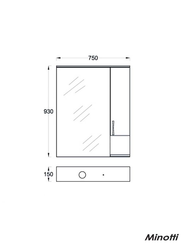 Ogledalo sa ormarićem UNI 75cm MINOTTI -1