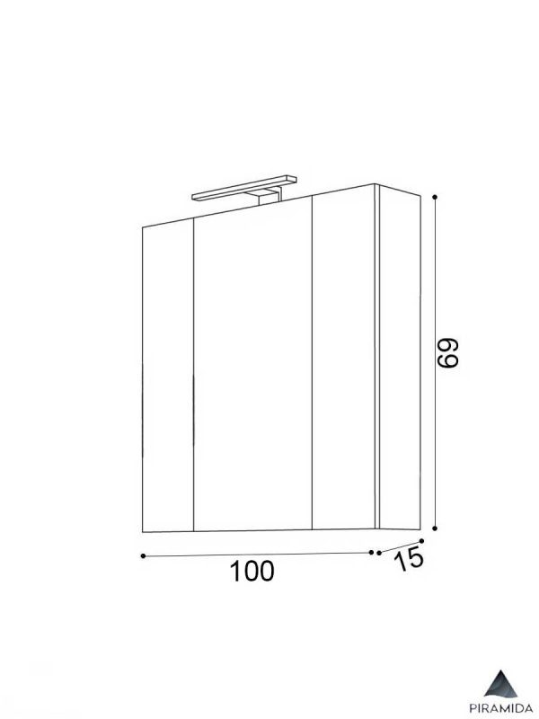 Ormarić sa ogledalom Akva 100cm Piramida-2