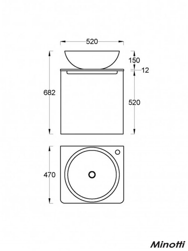 Mermerni lavabo sa ormarićem Minotti-Round 52cm-2