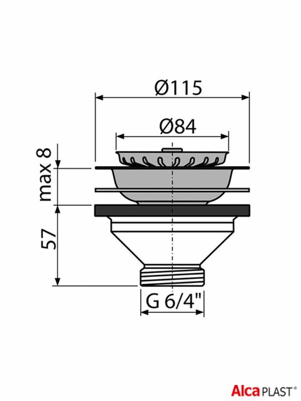 Pileta za sudoperu 6/4" Ø115 Alca-2