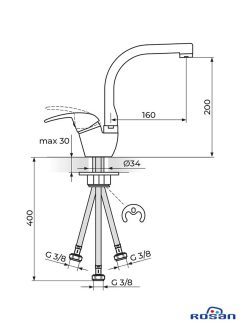 Rosan baterija King-J382003 za sudoperu 3-cevi-2