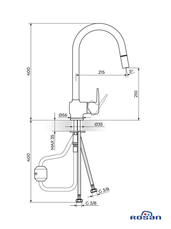 Cubo3-JC38601 Baterija sa izvlačnim izlivom Rosan-2