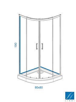 Tuš kabina 80x80x190 R80 TRANSARENT LINNI-Grey