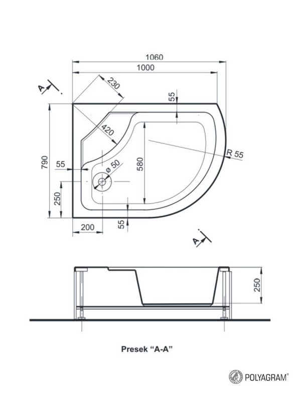 Tuš kada Elena ugaona-leva Polyagram 110x80cm-2