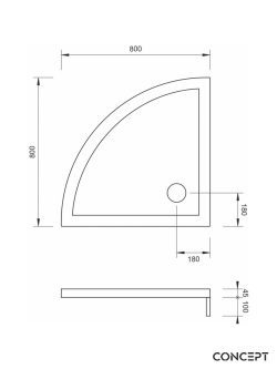 Minotti tuš kada polukružna 80x80cm Concept-2