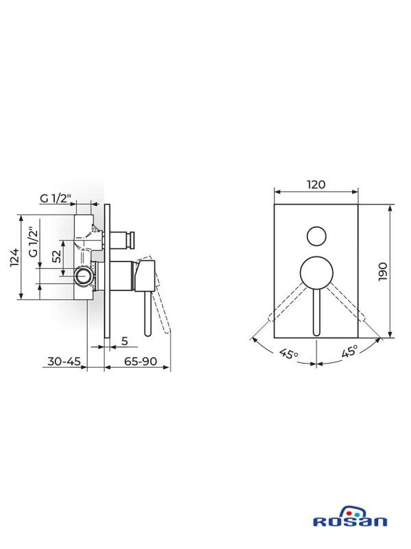 Zerro-JZ31901 Ugradna baterija za tuš-kadu Rosan-2