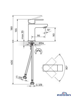 Baterija za lavabo Quadro-Black JQ30101B Rosan-2