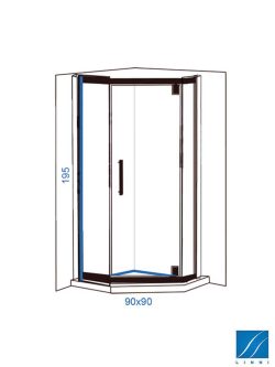 Tuš kabina crna-petougaona Ideal-9021 90x90x195-1