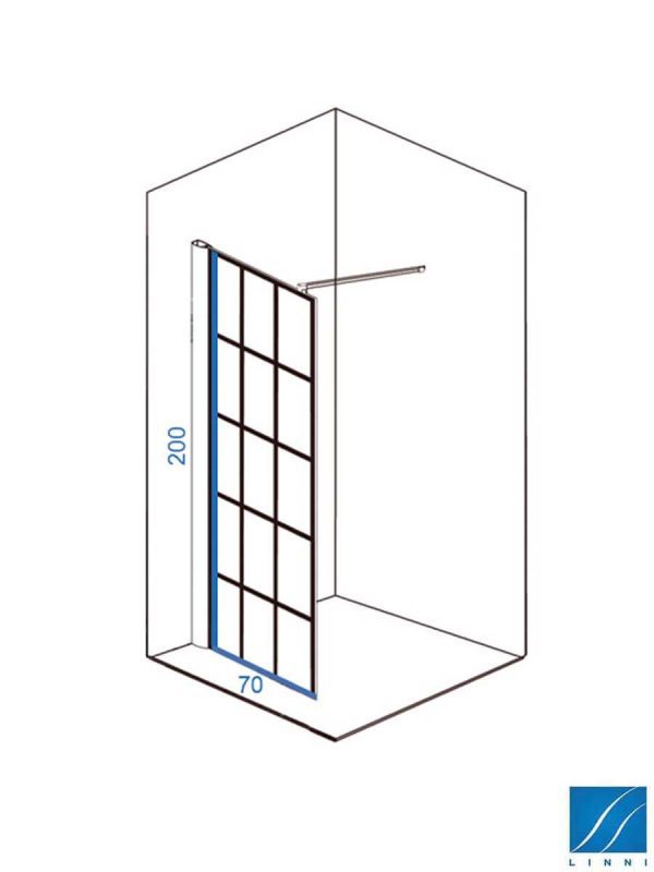 Fiksni tuš paravan Linni Elegance-Black 70x200cm-1