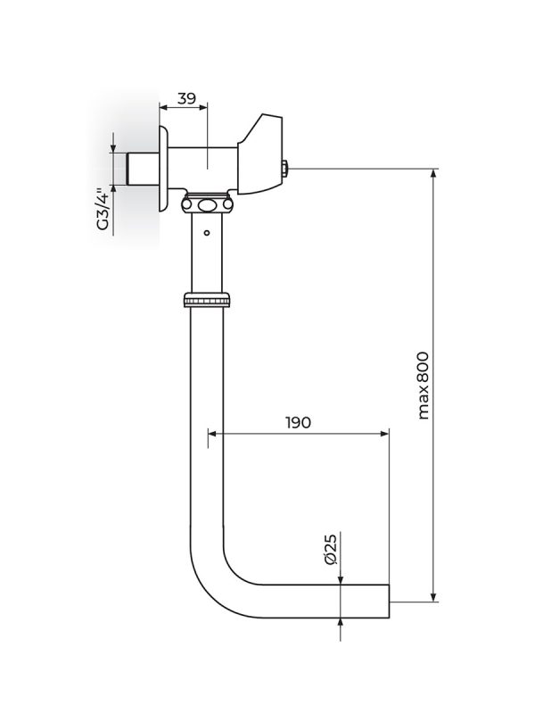 Ventil ispirac za wc solju sa mesinganom podesivom cevkom 3/4" A95134 Rosan - Slika 2
