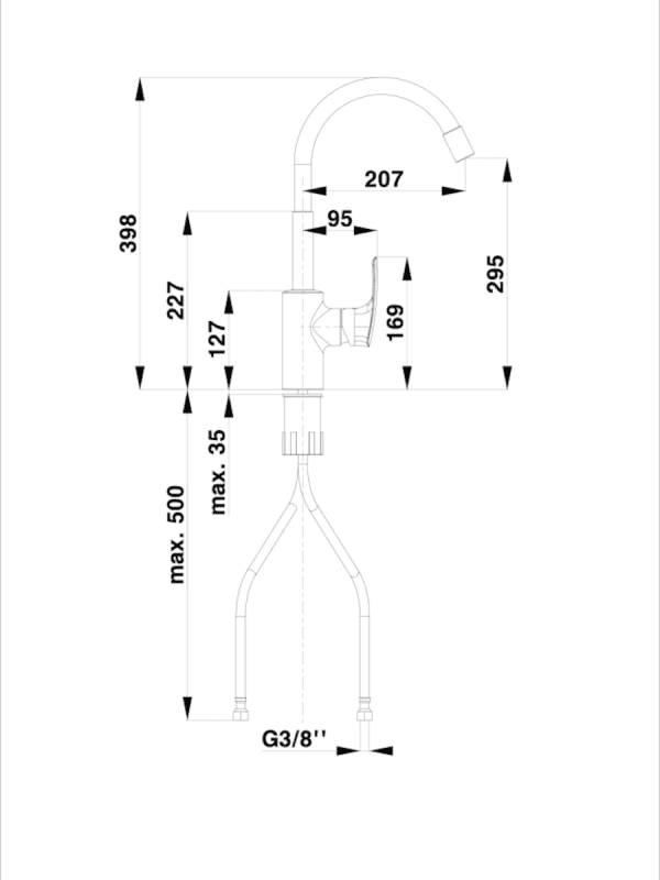 Baterija za sudoperu sa gibljivim izlivom Elite e24 00120 Herz - Slika 2