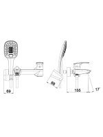 Baterija za kadu sa izlivom i ručnim tušem Elite e30 00374 Herz - Slika 2