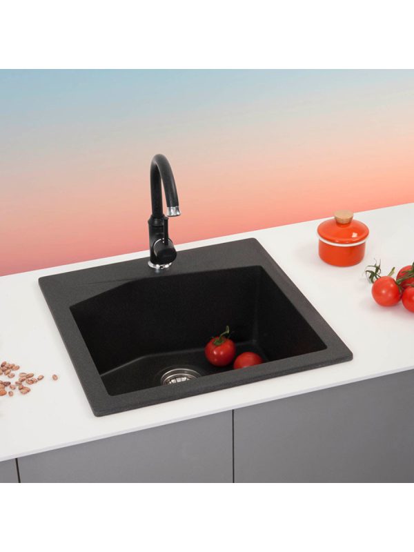 Sudopera Metalac granitna usadna xLinea 50 crna 50x50cm ø90 - Slika 2