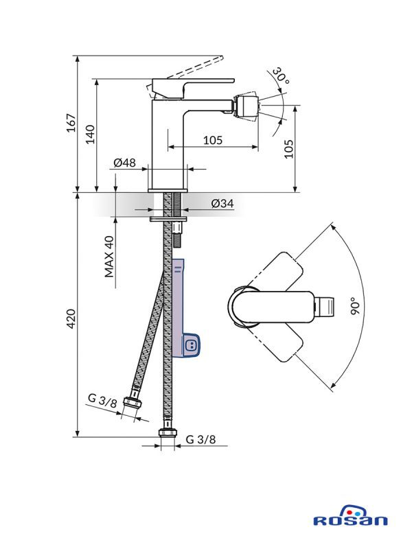Baterija za bide S2 Black 239101B 1
