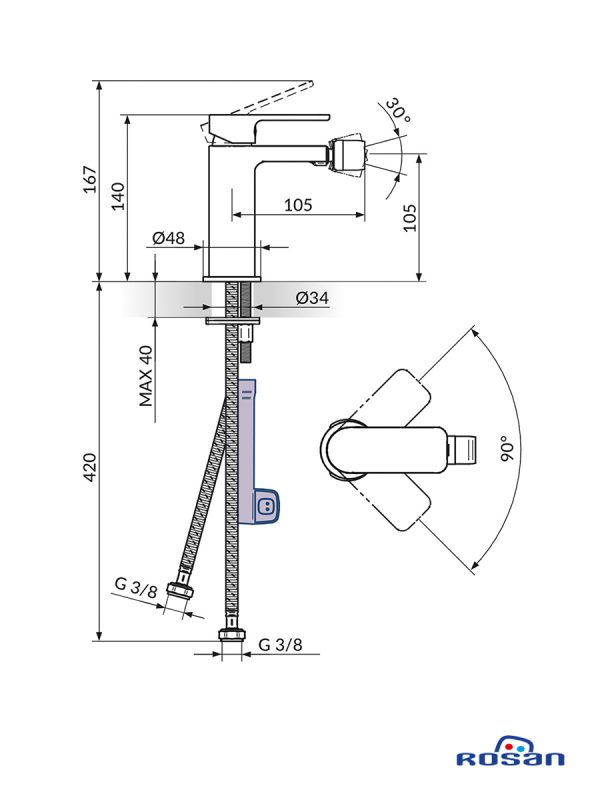 Baterija za bide S2 Gold 239101G 1