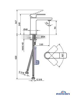 Baterija za lavabo S2 Black 230101B 1