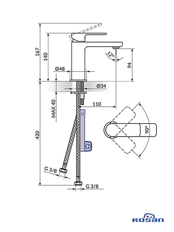 Baterija za lavabo S2 Black 230101B 1