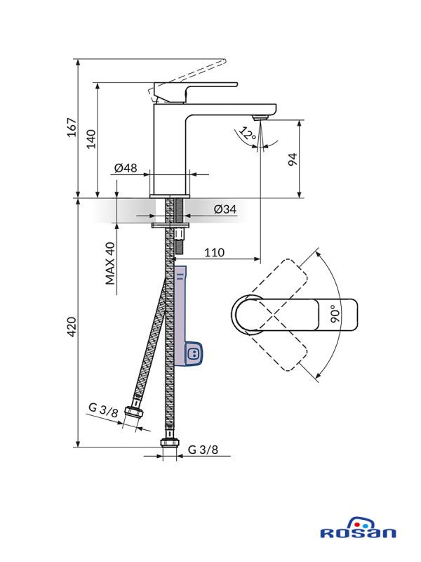 Baterija za lavabo S2 Gold 230101G 1