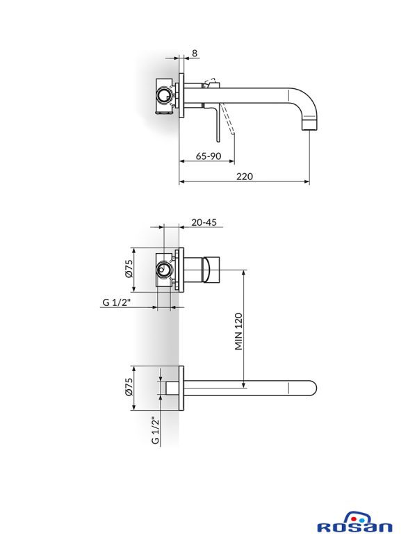 Baterija za lavabo uzidna S2 231402 1