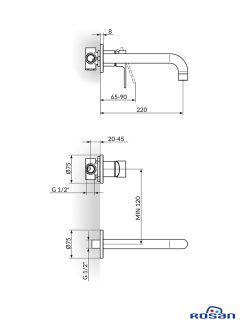 Baterija za lavabo uzidna S2 Black 231402B 1