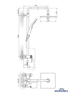 Baterija za tuš kadu sa usponskim tušem S2 Black 237251B 1