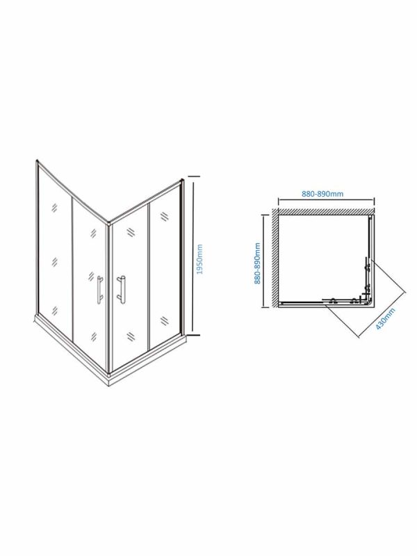 Tuš kabina 90x90x195cm braon staklo-pruge 6006-3