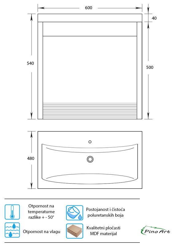 Ormarić sa umivaonikom Pino Art Venus 60 0446H 2