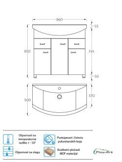 Lavabo sa ormarićem Pino-Art Klasik 85cm