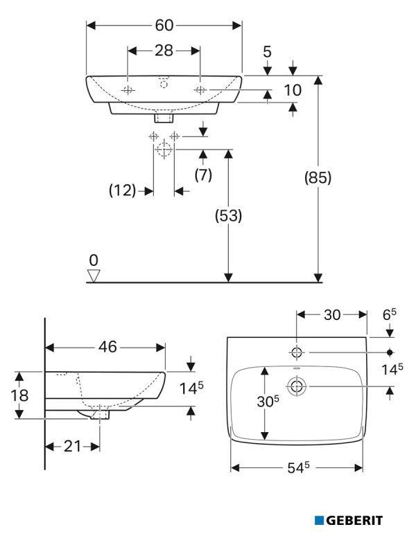 Lavabo Selnova Geberit 500.300.01.1 60cm 1