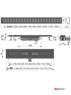 Tuš kanalica-crna Alca Plast APZ10 550 1