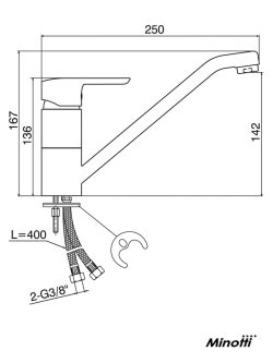 Baterija za sudoperu sa 2 cevi 4114 1